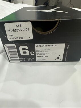Jordan 13 Retro BT Box - Black with Red Accents